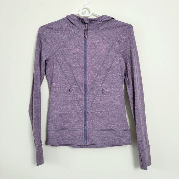 Lululemon Ivivva Girl's Size 12 Full Zip Athletic Jacket Purple With Hooded - Picture 1 of 6